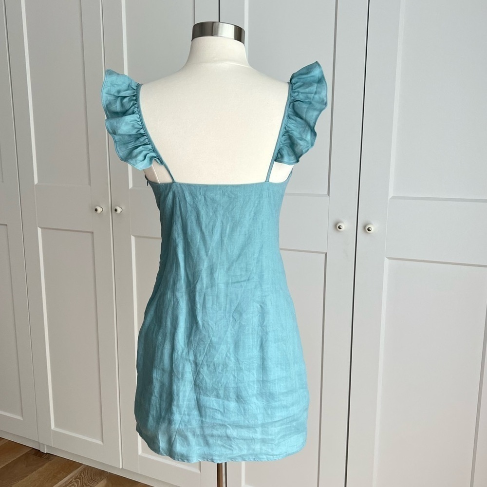 KARLIE Linen Raffle Mini Dress - Picture 2 of 11